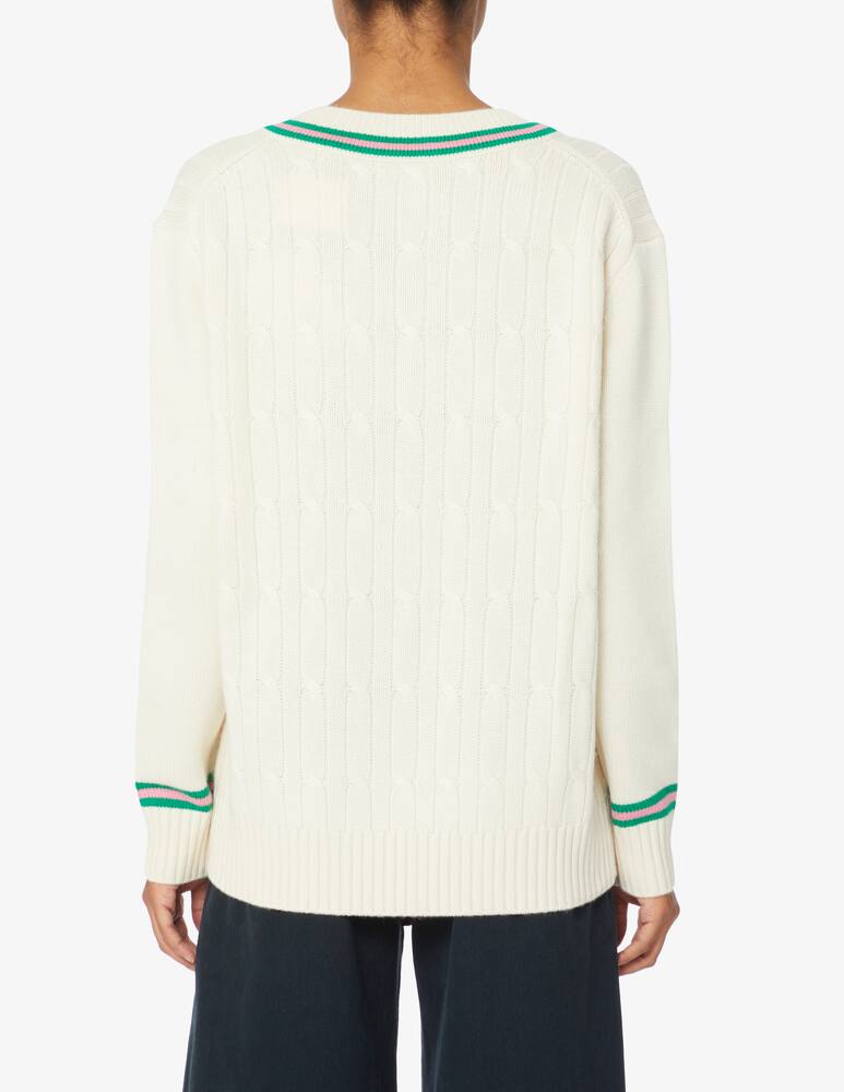 rinascente MC2 Saint Barth Roger v-neck woven wool blend jumper- White - White