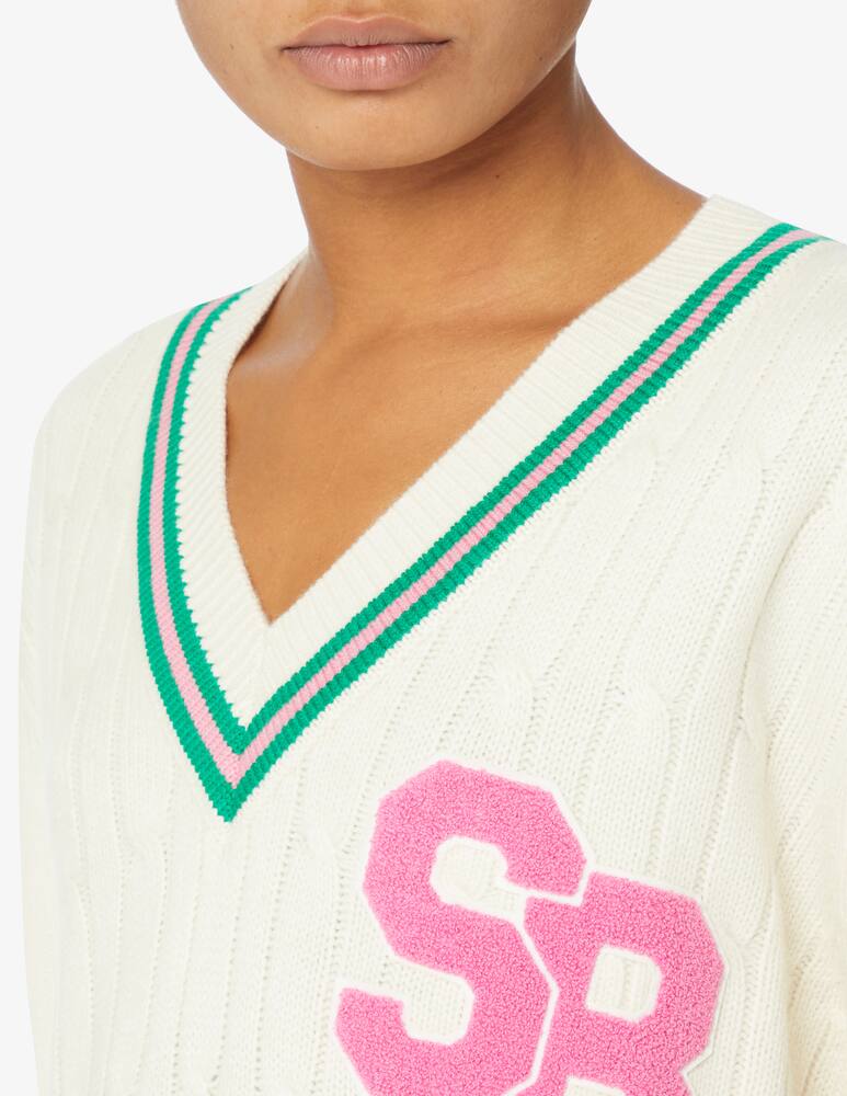 rinascente MC2 Saint Barth Roger v-neck woven wool blend jumper- White - White