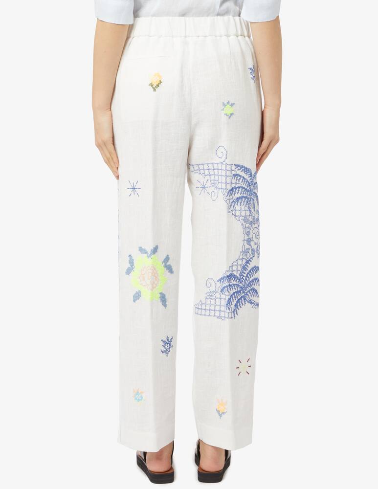 rinascente Forte Forte Eden embroidery linen pants