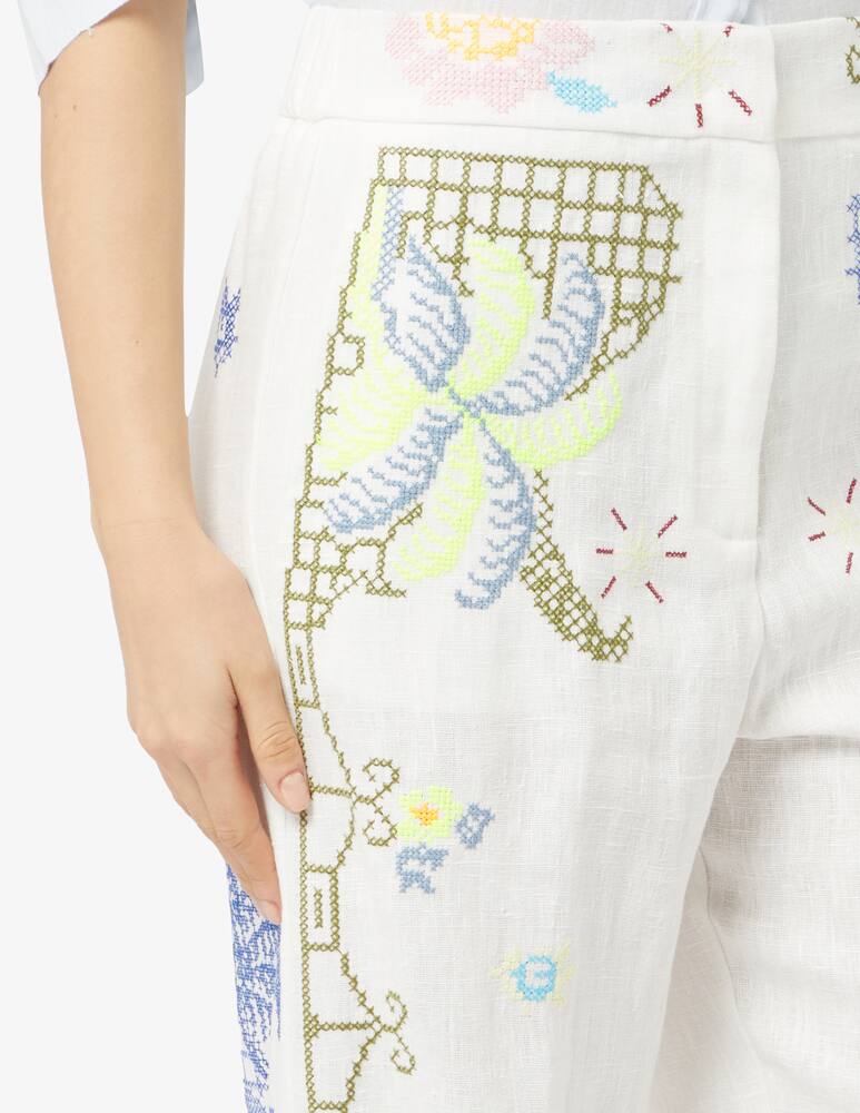 rinascente Forte Forte Eden embroidery linen pants