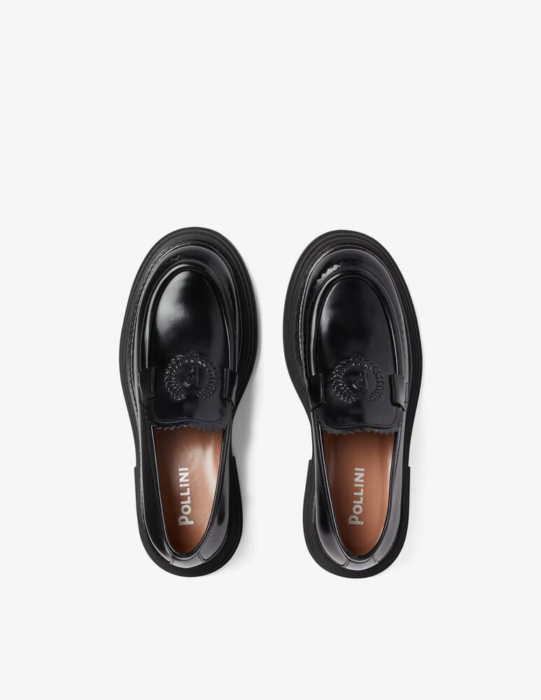 rinascente Pollini Stairway abraded calfskin loafers