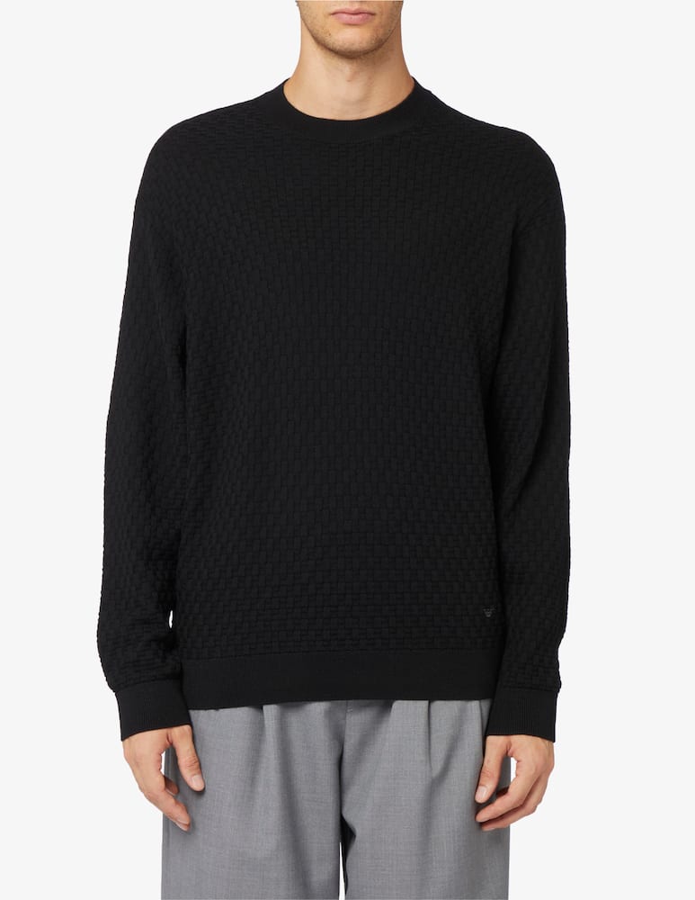Emporio Armani Maglia in lana trama mattonella - immagine 1 Emporio Armani Maglia in lana trama mattonella - immagine 1