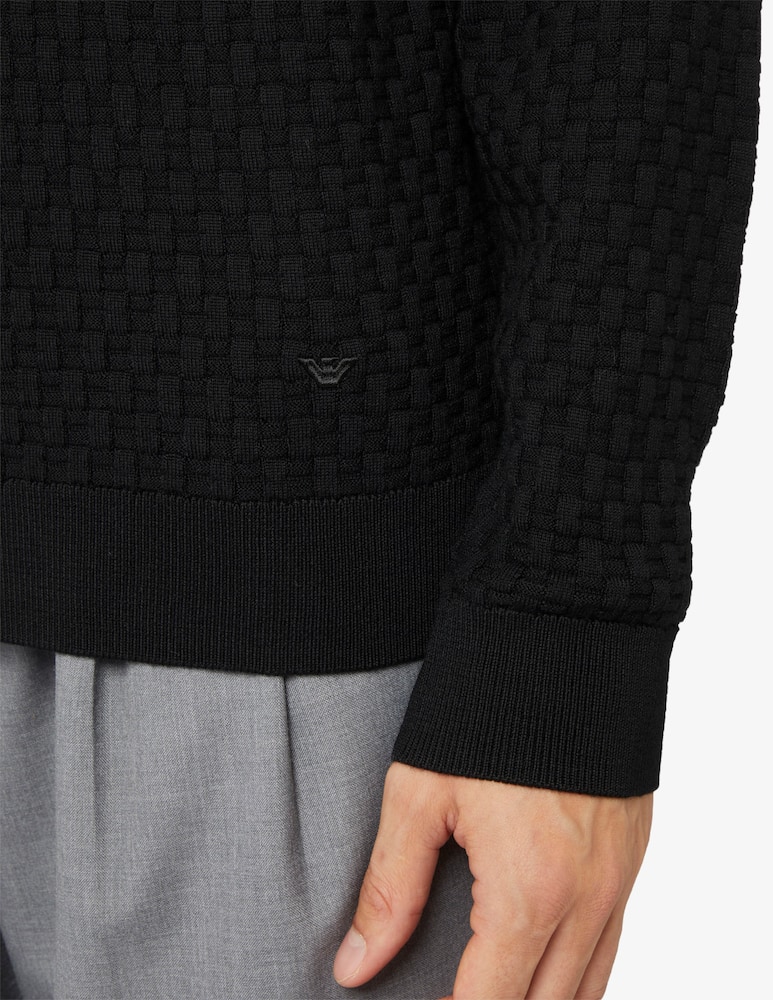 Emporio Armani Maglia in lana trama mattonella - immagine 4 Emporio Armani Maglia in lana trama mattonella - immagine 4