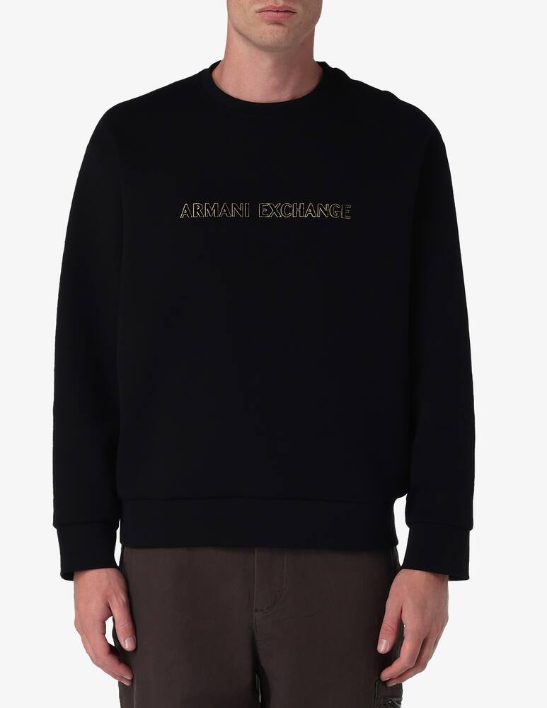 Armani Exchange Felpa girocollo scritta centro bordi oro - immagine 1 Armani Exchange Felpa girocollo scritta centro bordi oro - immagine 1