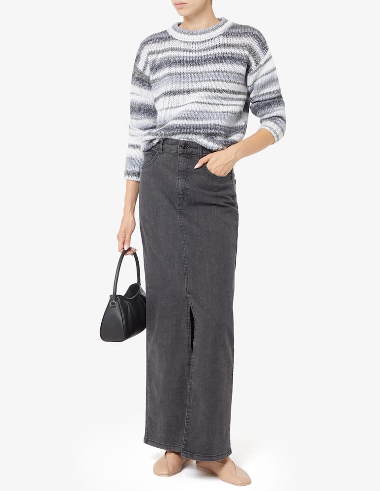 EMME Biblios long denim skirt with front slit - picture 2 EMME Biblios long denim skirt with front slit - picture 2