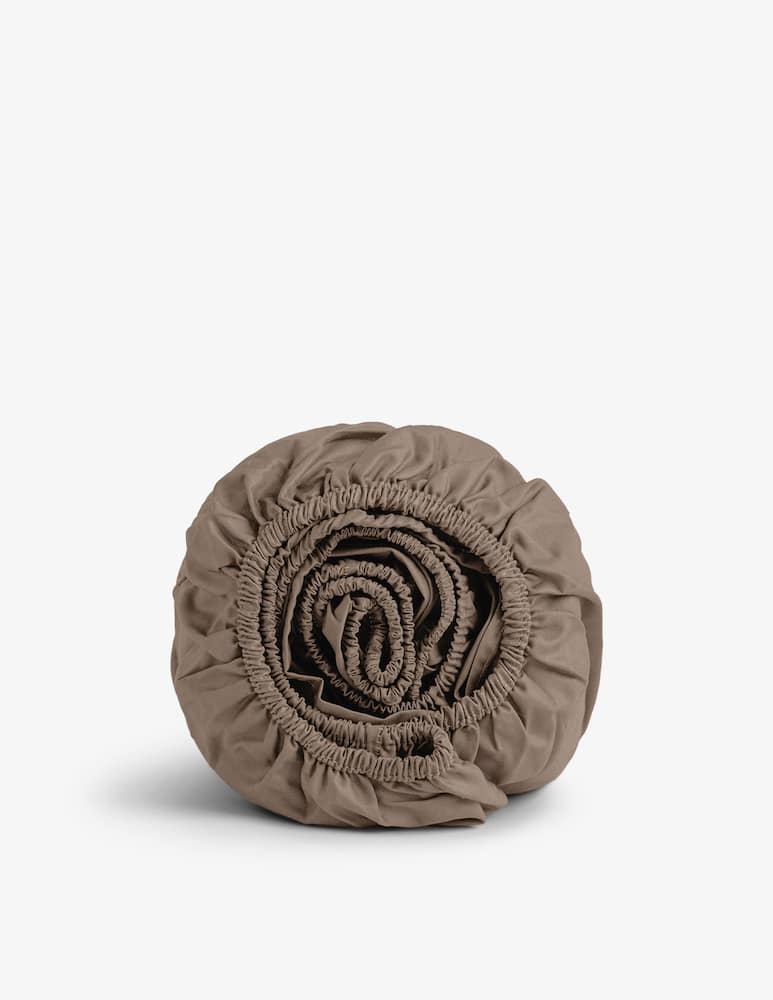 rinascente Dalfilo Terra Brown Vichy Percale Fitted Sheet 