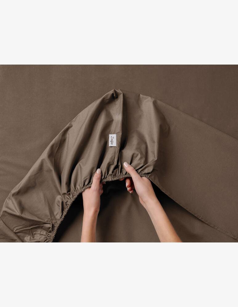 rinascente Dalfilo Terra Brown Vichy Percale Fitted Sheet 