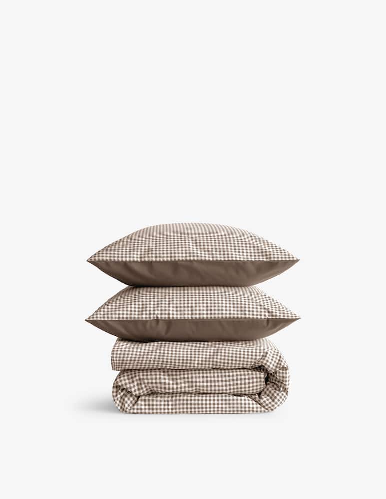 rinascente Dalfilo Terra Brown Vichy Percale Duvet Cover Set