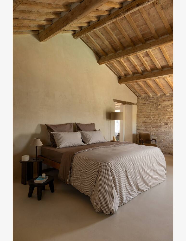 rinascente Dalfilo Terra Brown Vichy Percale Duvet Cover Set