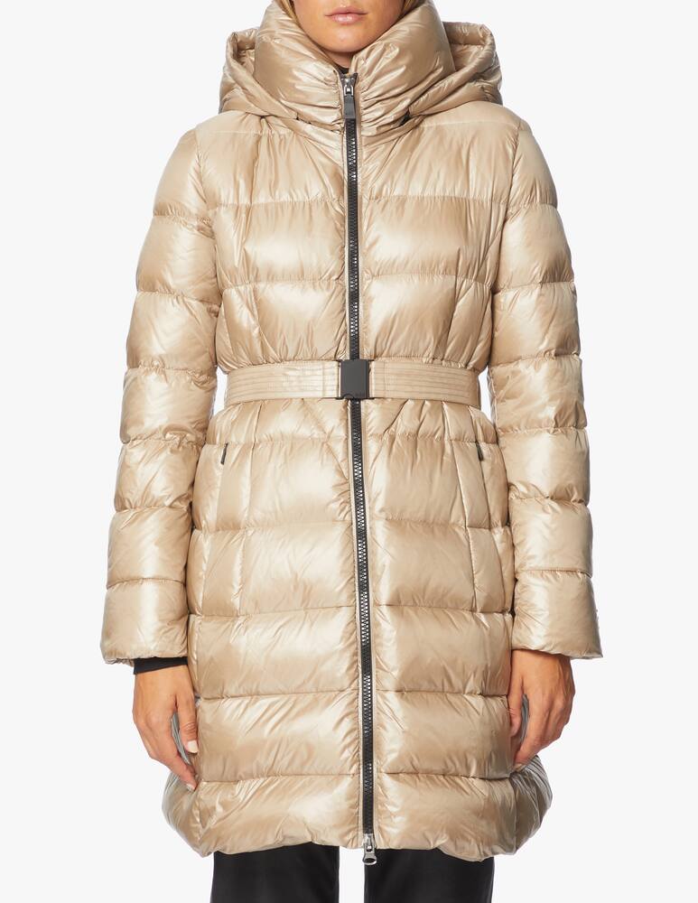 Add Long hooded down jacket with belt - picture 4 Add Long hooded down jacket with belt - picture 4
