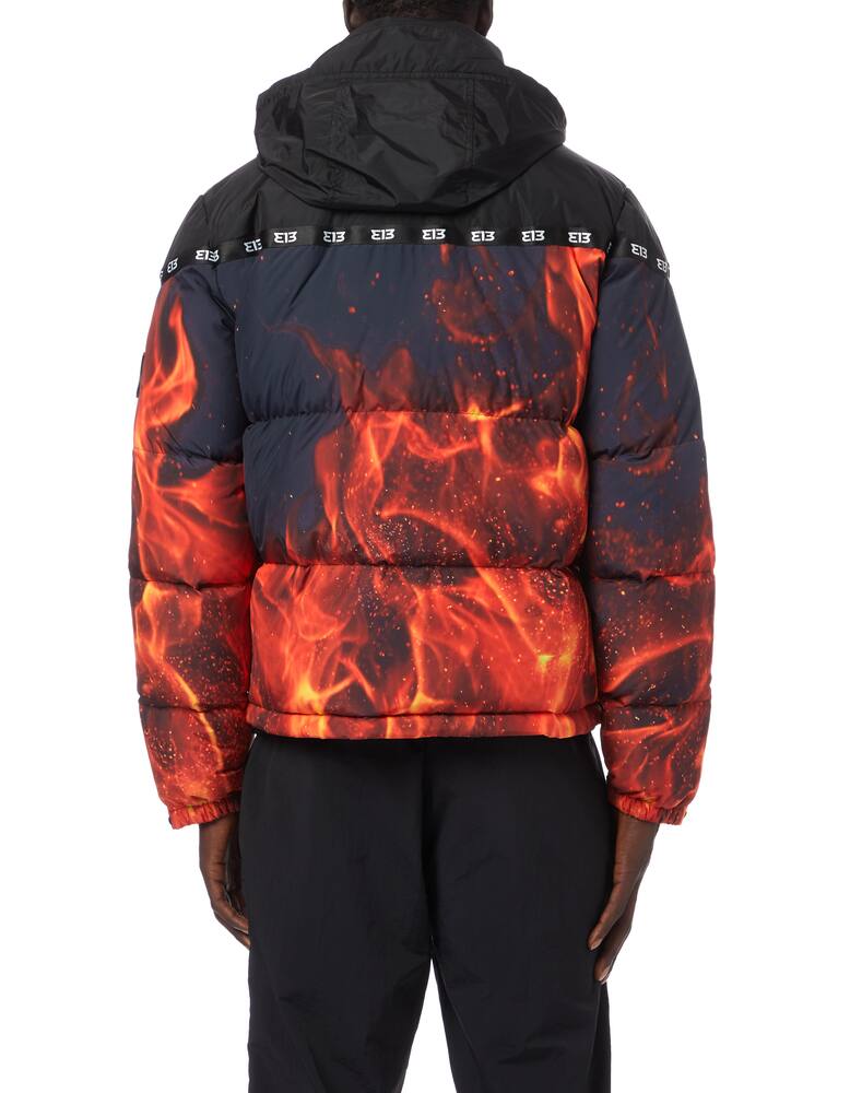 313 Fire print hooded down jacket - picture 3 313 Fire print hooded down jacket - picture 3