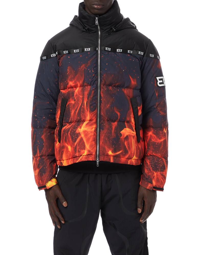 313 Fire print hooded down jacket - picture 4 313 Fire print hooded down jacket - picture 4