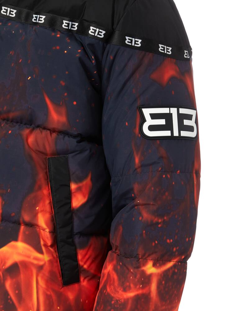 313 Fire print hooded down jacket - picture 5 313 Fire print hooded down jacket - picture 5