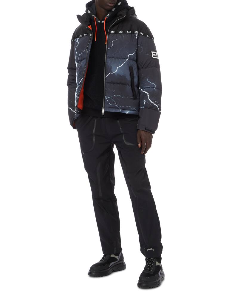 rinascente 313 Piumino con cappuccio stampa fulmini