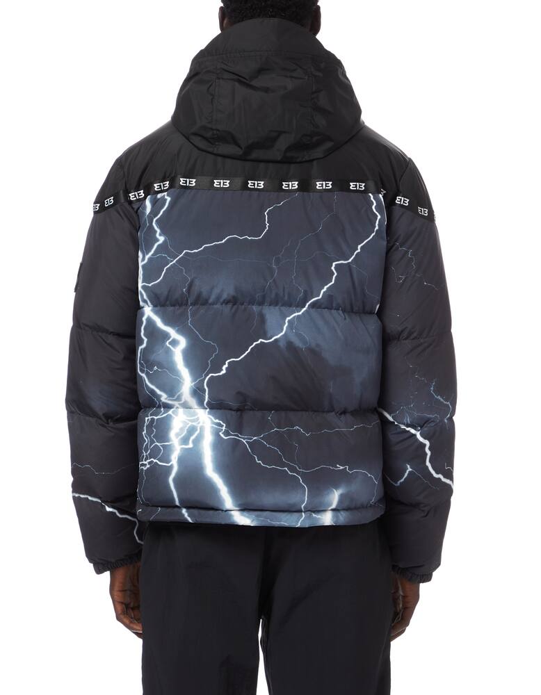 rinascente 313 Piumino con cappuccio stampa fulmini