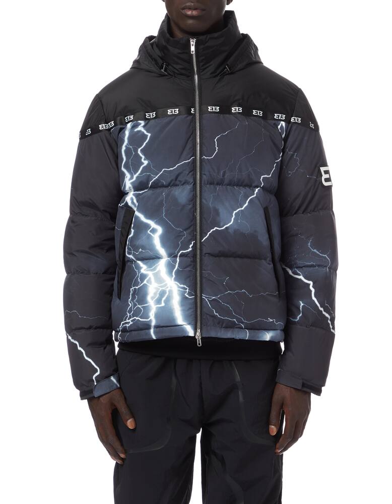 rinascente 313 Piumino con cappuccio stampa fulmini