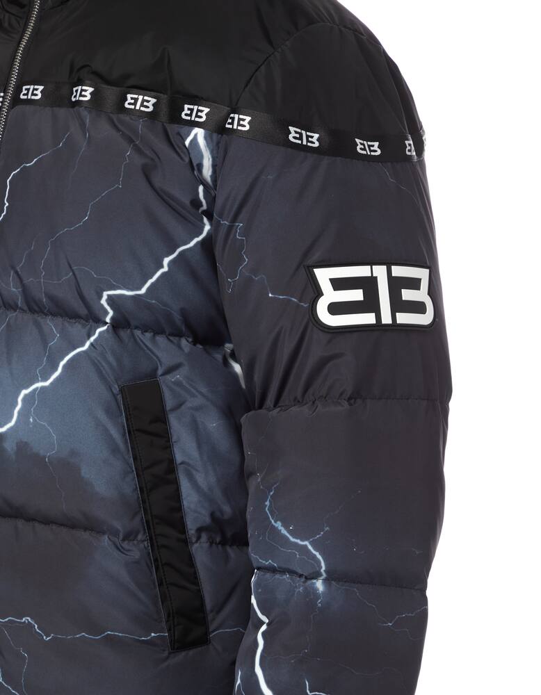 rinascente 313 Piumino con cappuccio stampa fulmini