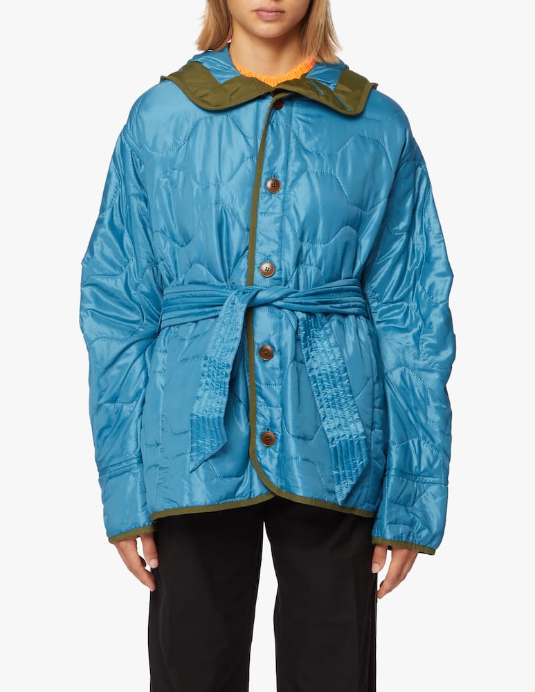 rinascente A44 Gilet trapuntato con cintura e cappuccio staccabile