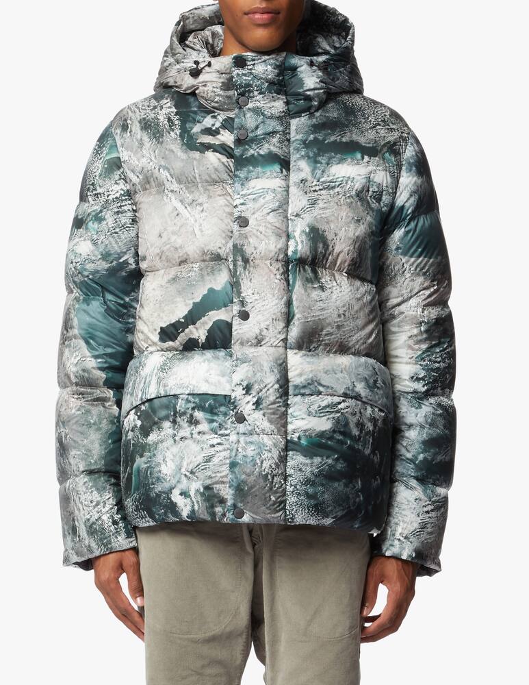 rinascente Add Hoody printed mountain shimmer down jacket