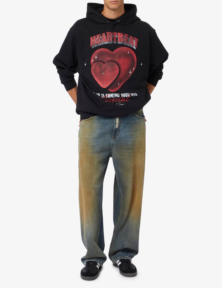 rinascente Vision of Super Felpa con cappuccio heartbeat print front 