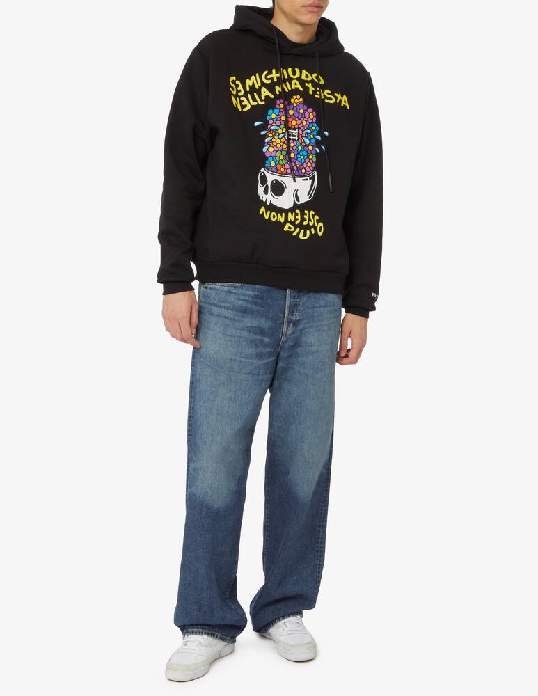 rinascente Phobia Felpa con cappuccio con stampa teschio e fiori