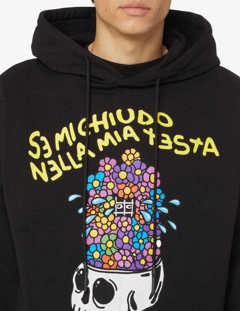 rinascente Phobia Felpa con cappuccio con stampa teschio e fiori