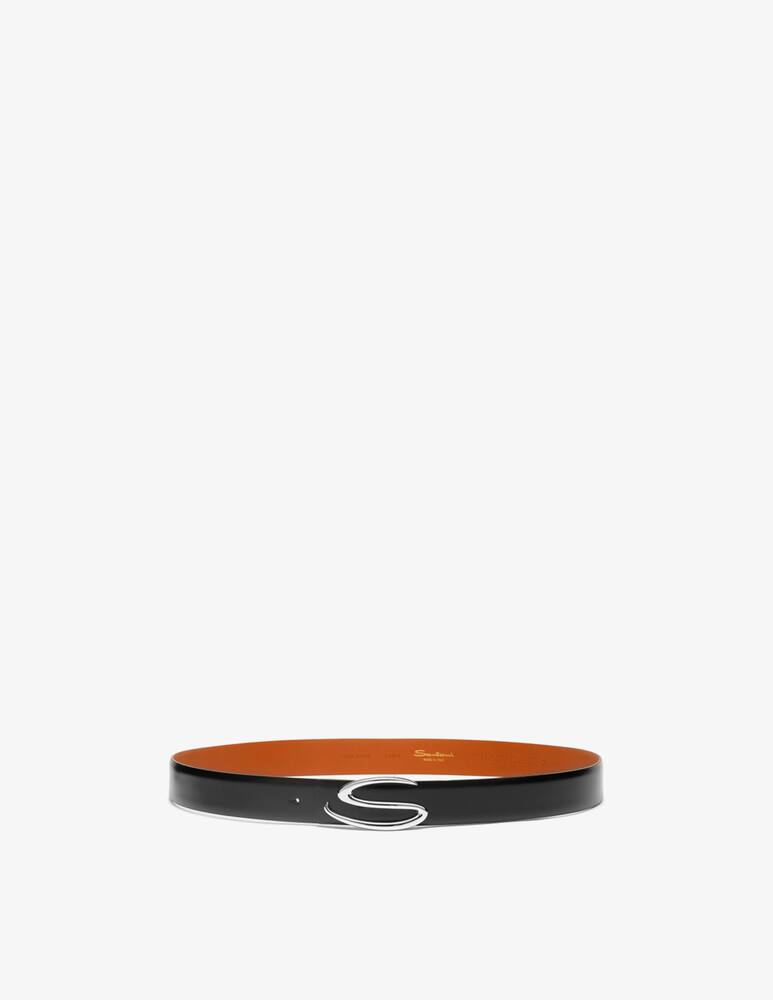 Santoni Leather belt with oval buckle - picture 3 Santoni Leather belt with oval buckle - picture 3