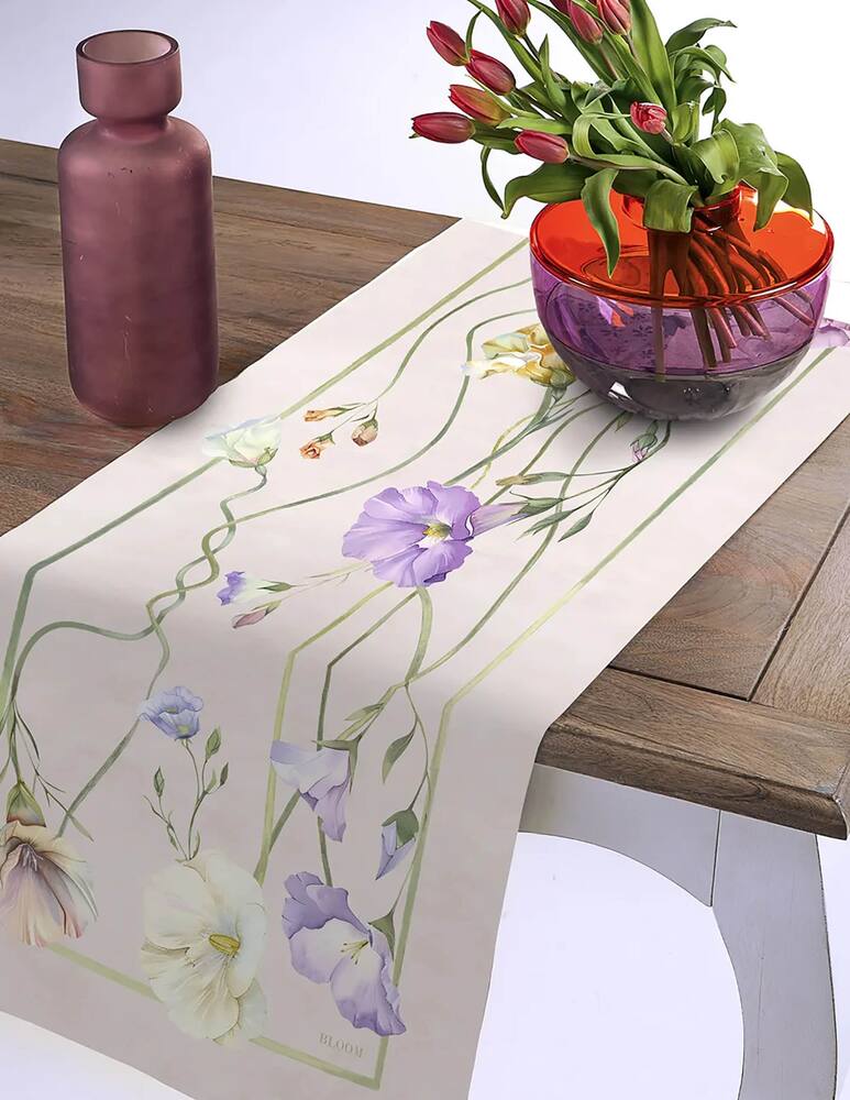 rinascente Tessitura Randi Lisianthus runner pure cotton digitally printed