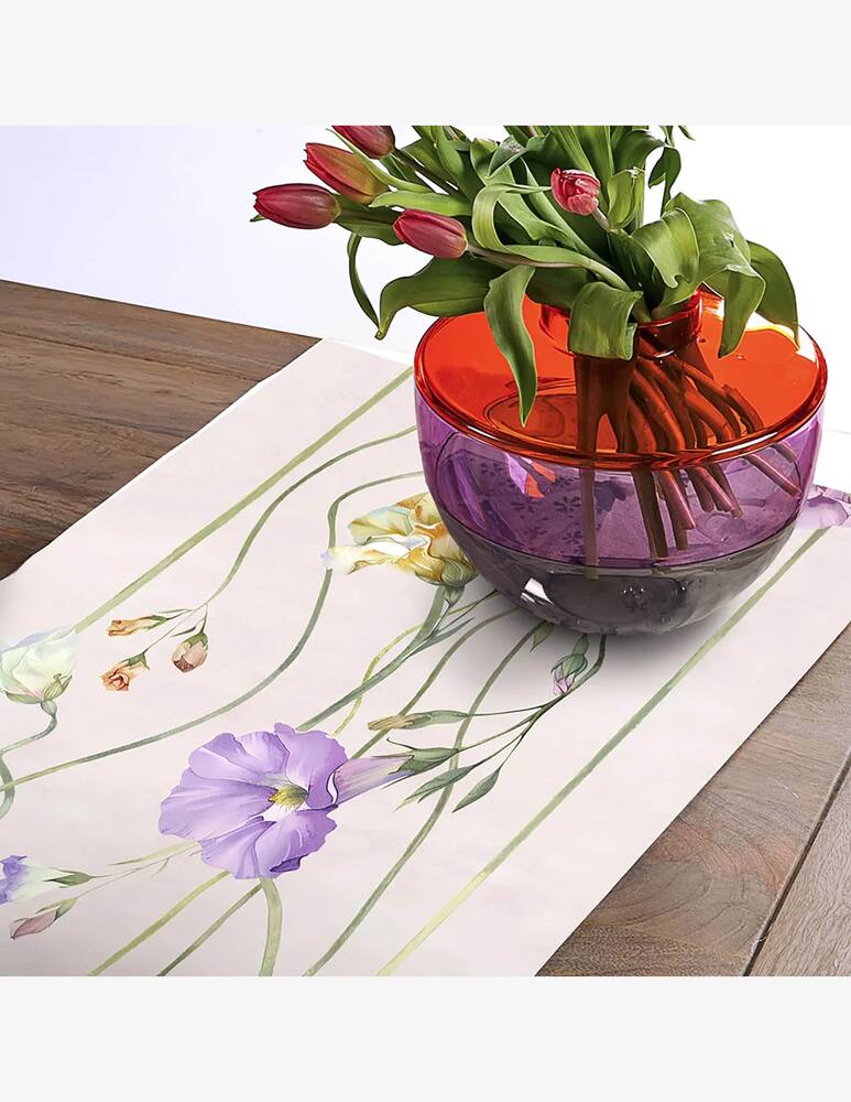 rinascente Tessitura Randi Lisianthus runner pure cotton digitally printed