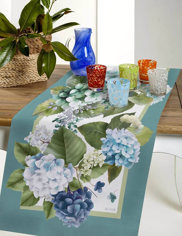 rinascente Tessitura Randi Hydrangea runner pure cotton digitally printed