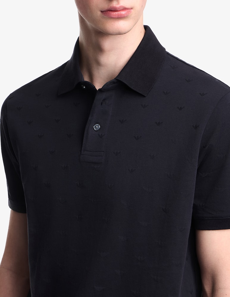 rinascente Emporio Armani Polo micro eagle pattern