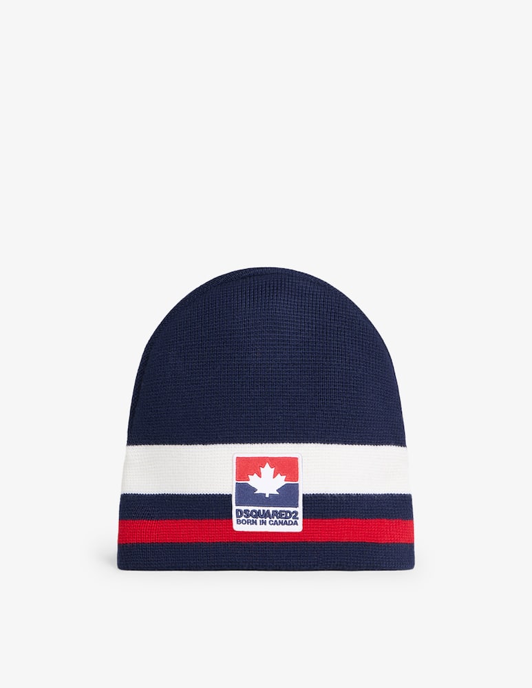 rinascente Dsquared2 Striped patch beanie