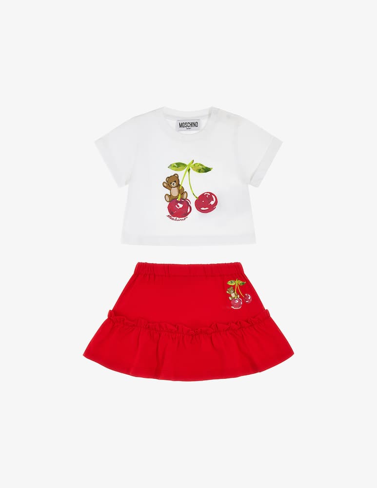 rinascente Moschino Teddy cherry t-shirt and skirt