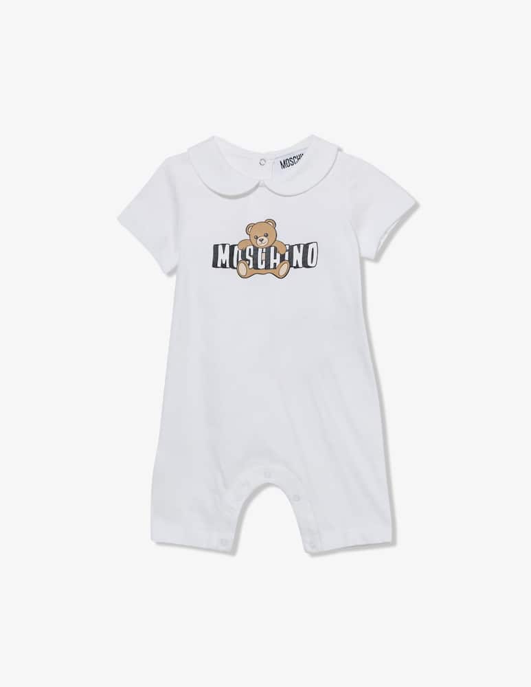 rinascente Moschino Teddy logo cotton playsuit