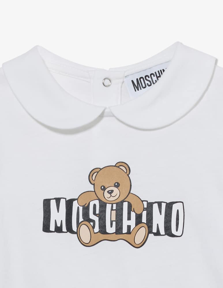 rinascente Moschino Teddy logo cotton playsuit