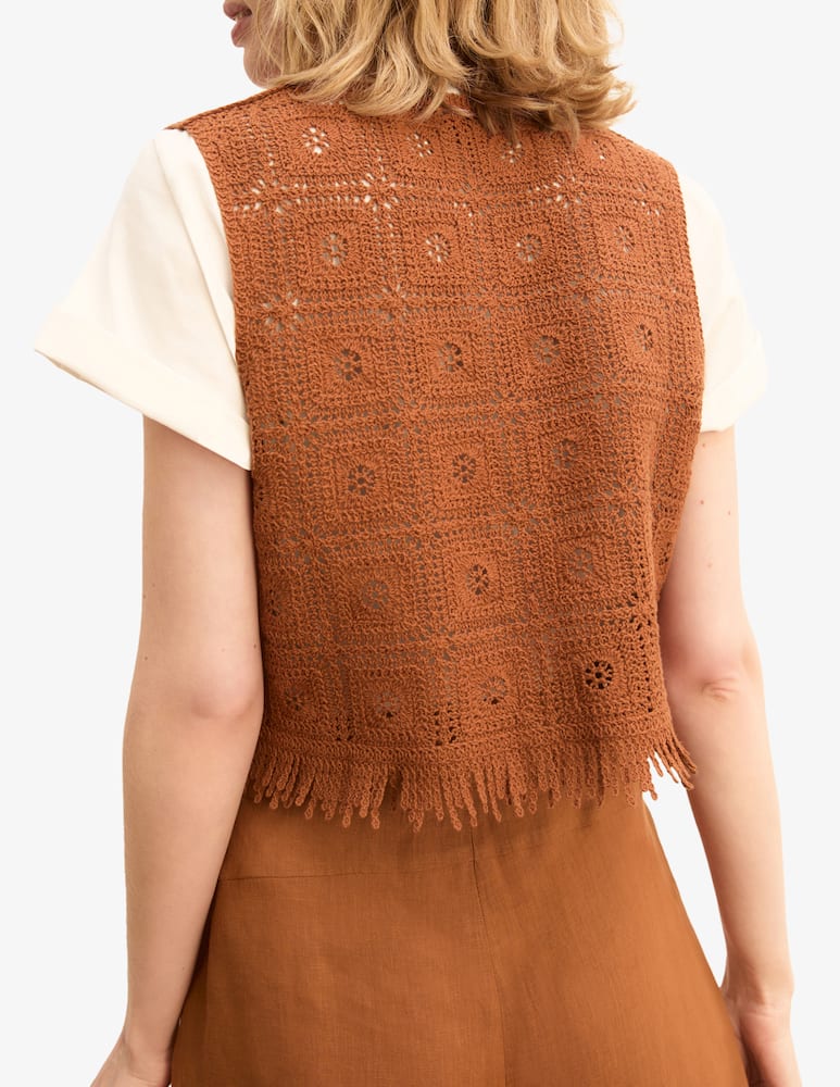 rinascente EMME Crochet fringed gilet Emme x Rinascente
