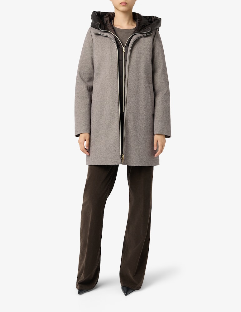 EMME Cappotto midi mélange con zip - immagine 2
