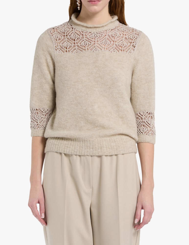 rinascente Marella Maglione in lana alpaca con pizzo