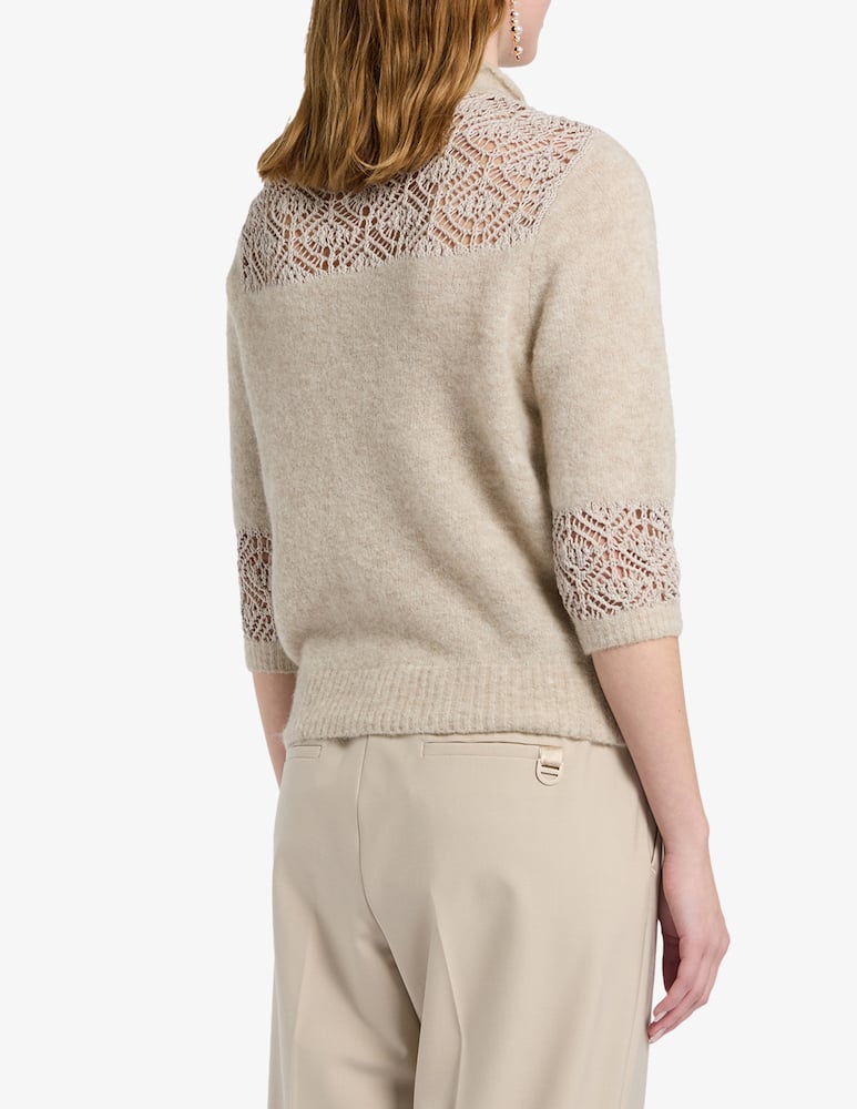 rinascente Marella Maglione in lana alpaca con pizzo