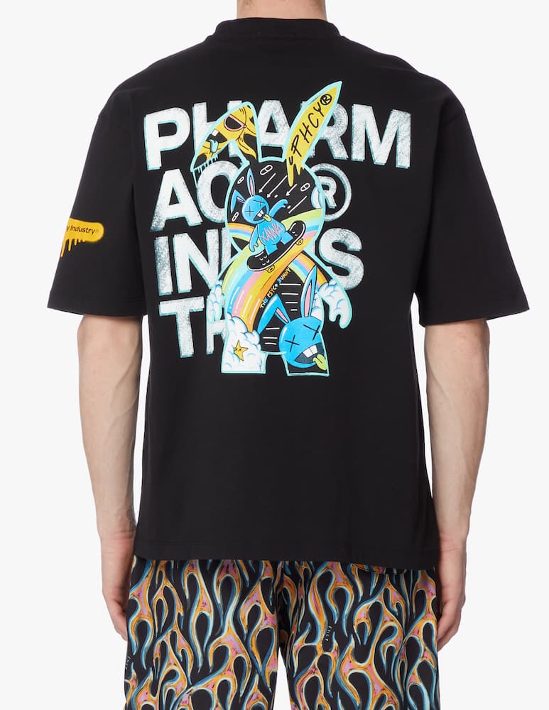 rinascente Pharmacy Industry Jersey print & embroidery front back t-shirt - black