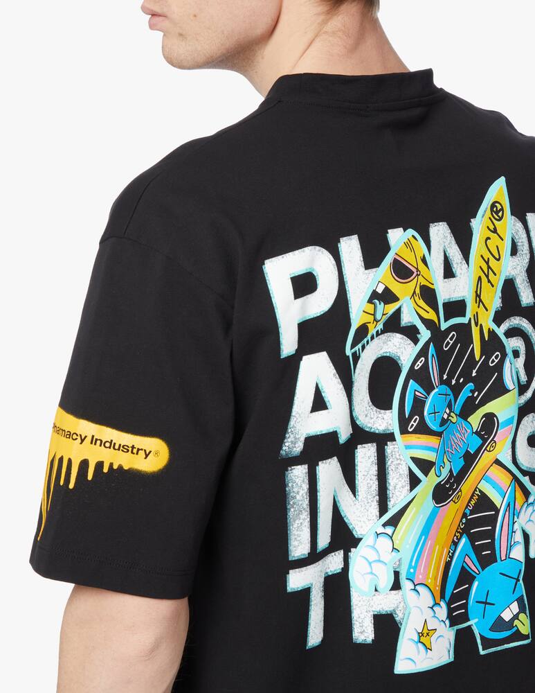 rinascente Pharmacy Industry Jersey print & embroidery front back t-shirt - black