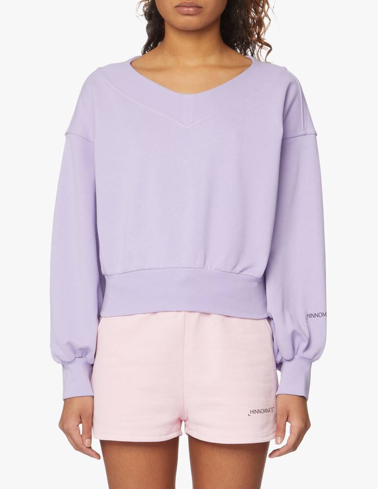 rinascente HINNOMINATE Felpa in cotone con collo a v - lilla