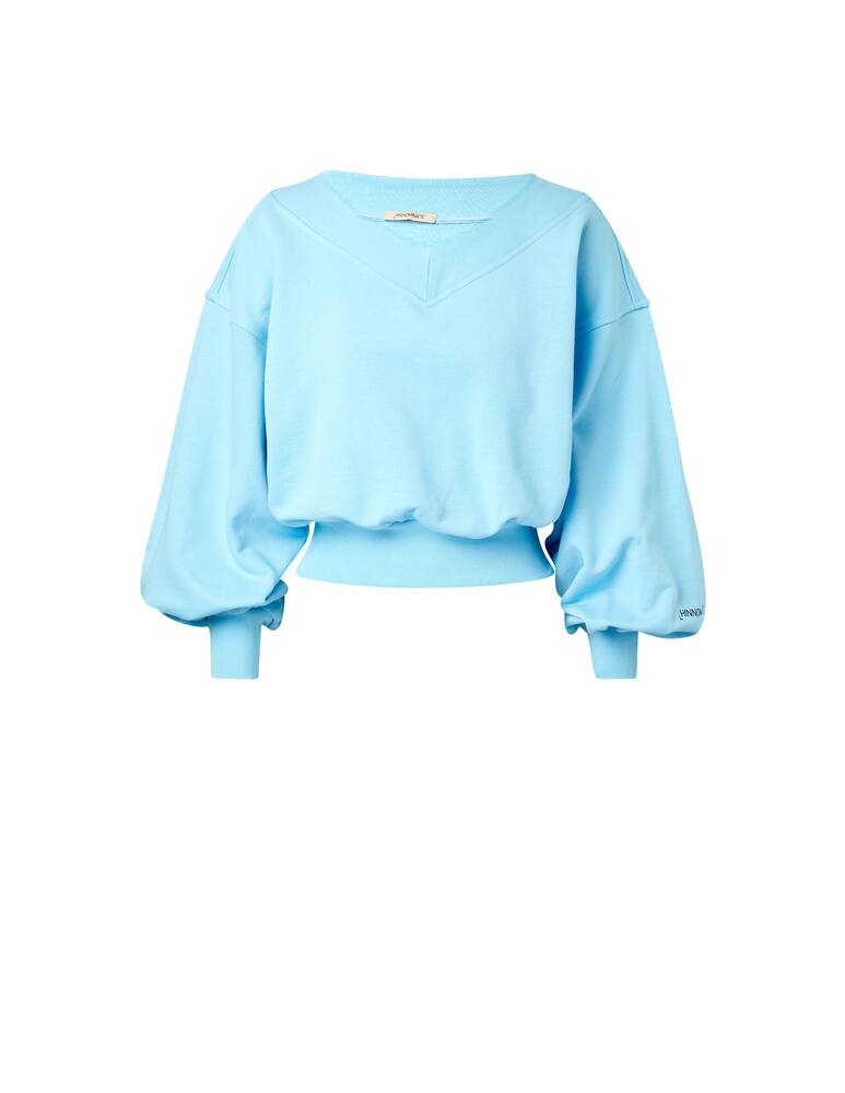 rinascente HINNOMINATE Felpa in cotone con collo a v - azzurro