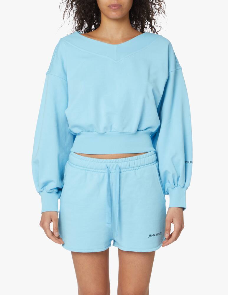 rinascente HINNOMINATE Felpa in cotone con collo a v - azzurro