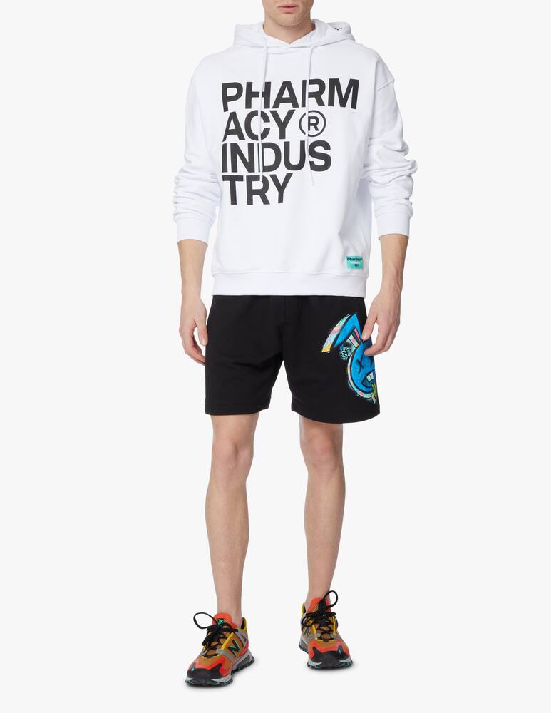 rinascente Pharmacy Industry Felpa cappuccio con stampa e ricamo - bianco