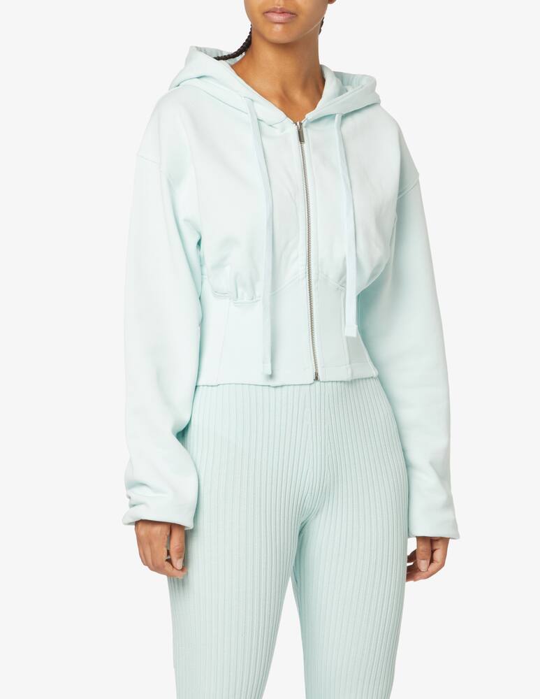 HINNOMINATE Cotton cropped hoodie full zip - Light blue - picture 1