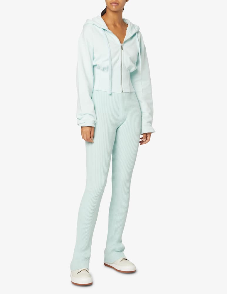 rinascente HINNOMINATE Cotton cropped hoodie full zip - Light blue