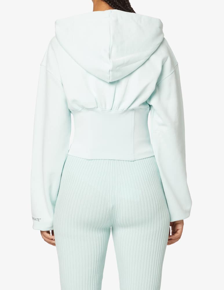 HINNOMINATE Cotton cropped hoodie full zip - Light blue - picture 3