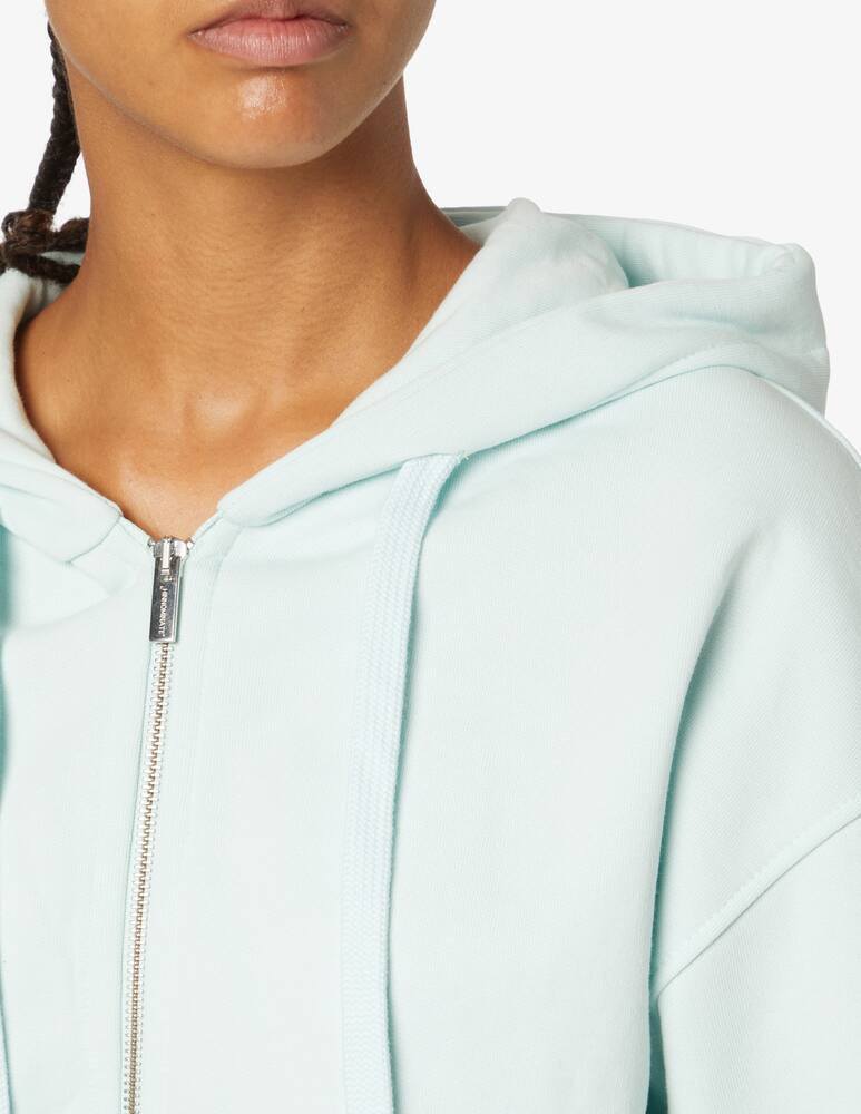 rinascente HINNOMINATE Cotton cropped hoodie full zip - Light blue