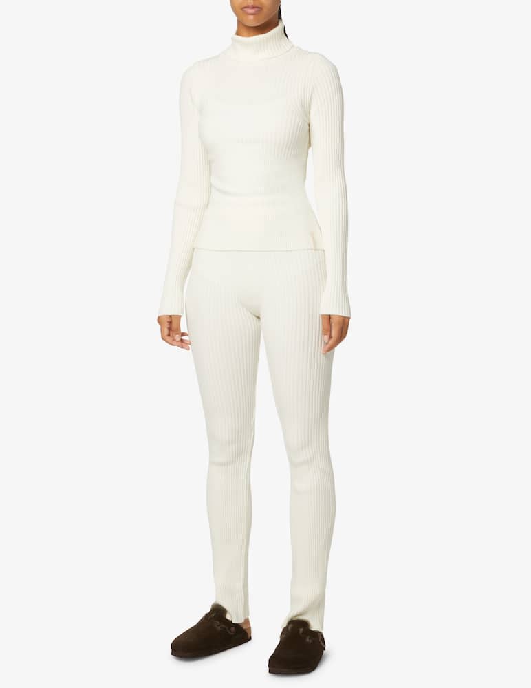 rinascente HINNOMINATE Pantalone in costina maglieria a zampa - Bianco